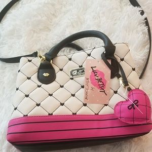 New Betsy Johnson Quilted Triple Compartment bag